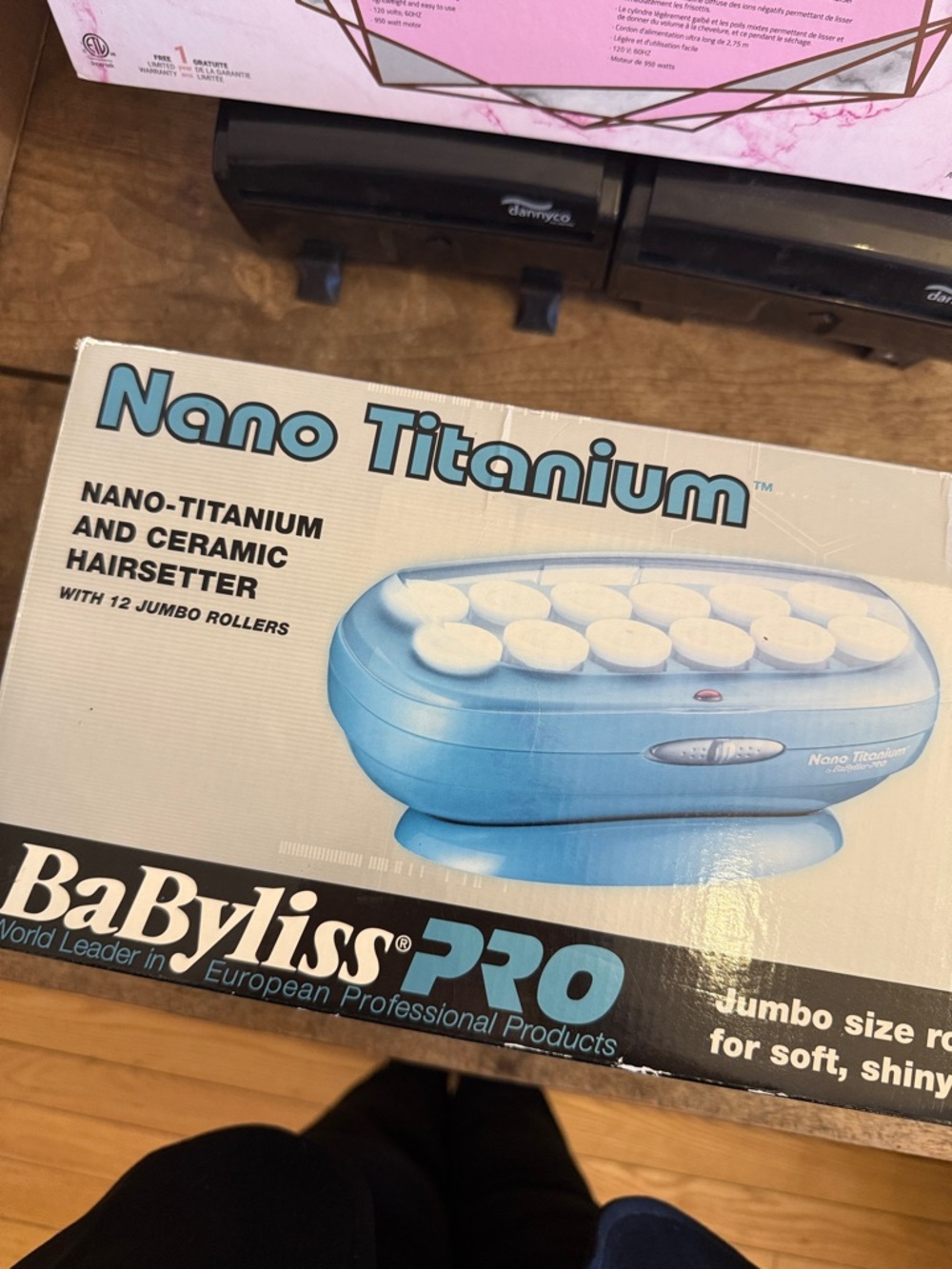 BaByliss Pro Nano Titanium Blue Hairsetter with White Rollers